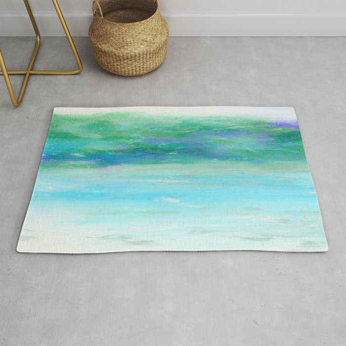 Water Land Soft Bright Oil Pastel Drawing Rug