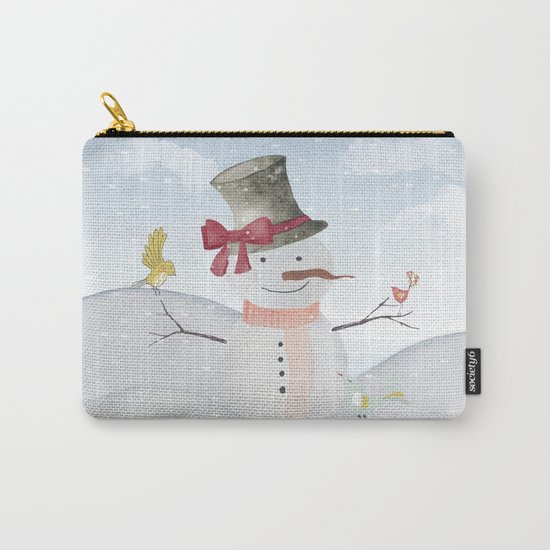 Winter Wonderland- Snowman and birds - Watercolor illustration Carry-All Pouch