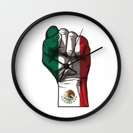 Raised Fist for Mexico | Mexican Flag Wall Clock
