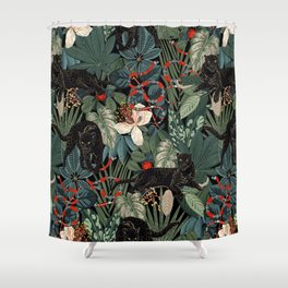 Tropical Black Panther Shower Curtain