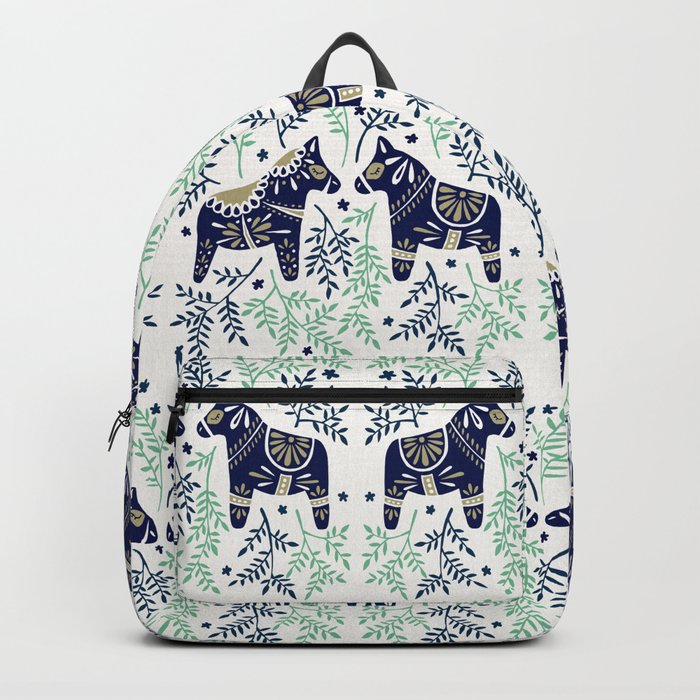 Swedish Dala Horse – Navy & Mint Palette Backpack
