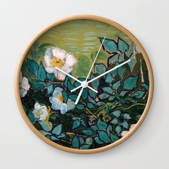 Vincent van Gogh - Wild Roses, 1890 Wall Clock