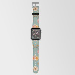 Bohemian 70s floral print, 70s pattern, Art nouveau Blue Apple Watch Band