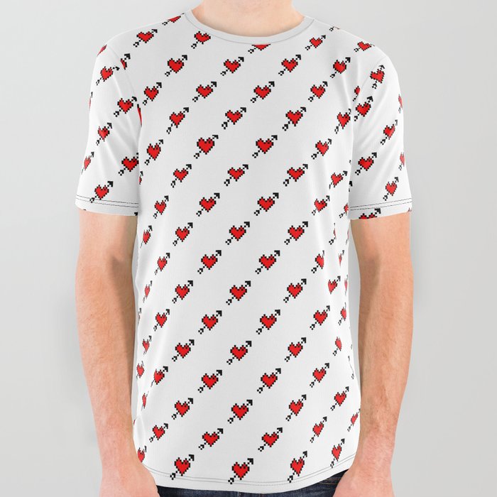 Pixel Hearts All Over Graphic Tee