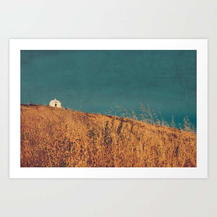 Fields of gold - landscape and chapel Art Print