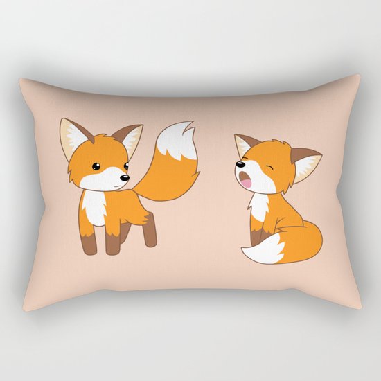 Cute Little Foxes Rectangular Pillow