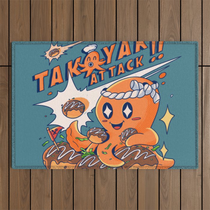 Takoyaki Attack Outdoor Rug