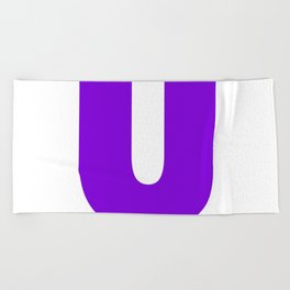 U (Violet & White Letter) Beach Towel