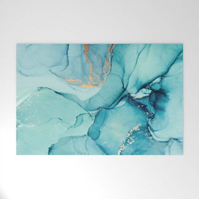 Abstract Turquoise Art Print By LandSartprints Welcome Mat