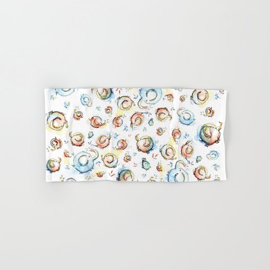 Elephants Pattern Watercolor Whimsical Animals Hand & Bath Towel