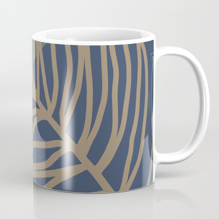 Palm leave blue green design minimal modern Coffee Mug