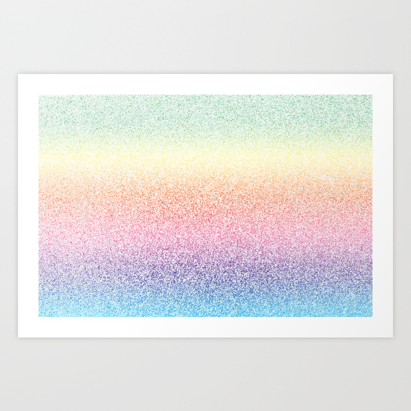 Colorful Rainbow Watercolor Trendy Glitter Mermaid Pastel