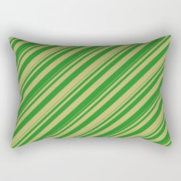 [ Thumbnail: Forest Green & Dark Khaki Colored Lines/Stripes Pattern Rectangular Pillow ]