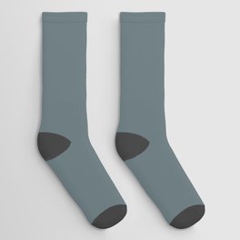 Dark Blue Gray Solid Color PPG Superstition PPG1035-6 - All One Single Shade Hue Colour Socks
