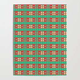 Christmas Pattern Geometric Red Blue Gifts Poster