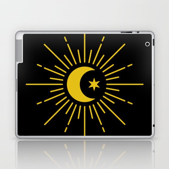 Minimalist Moon (gold/black) Laptop & iPad Skin