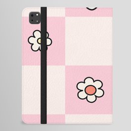 Checkered Daisies Pink iPad Folio Case