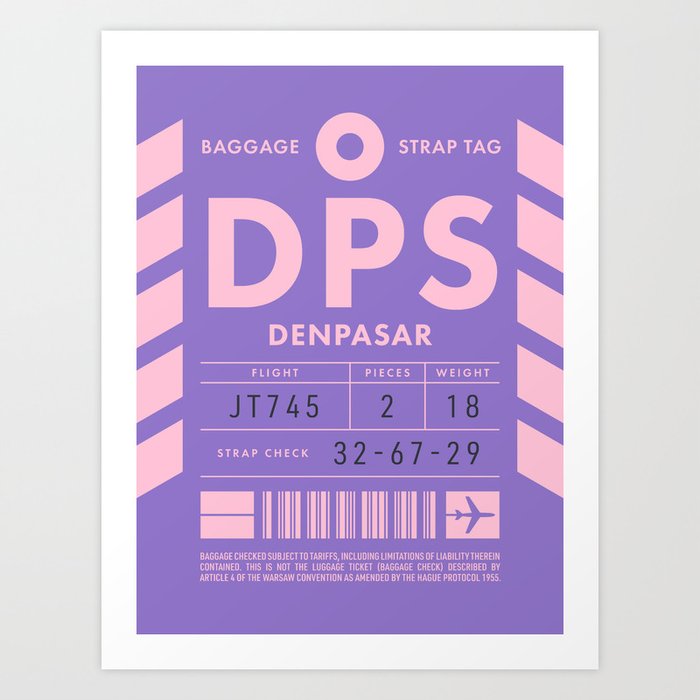 Luggage Tag D DPS Denpasar Bali Indonesia Art Print by neotokyo