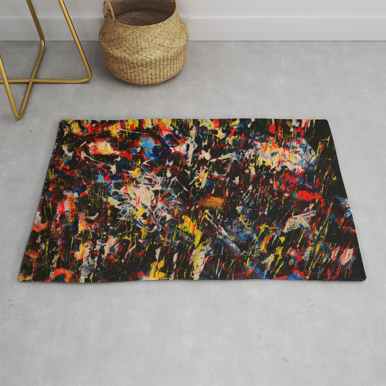 French Abstract Expressionism Painting Rug By Emmanuelsignorino