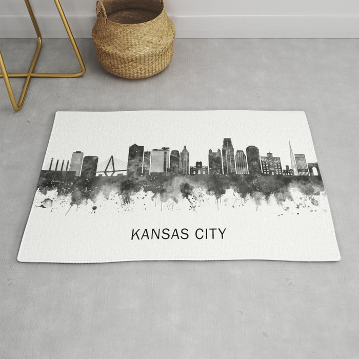 Kansas City Missouri Skyline BW Rug
