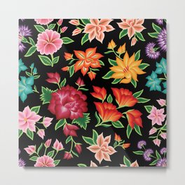 Floral Pattern from Oaxaca by Akbaly Metal Print | Mexico, Floralpattern, Graphicdesign, Embroiderystyle, Traditional, Chiapasmexico, Illustration, Mexicanart, Mexicandesign, Mexican 