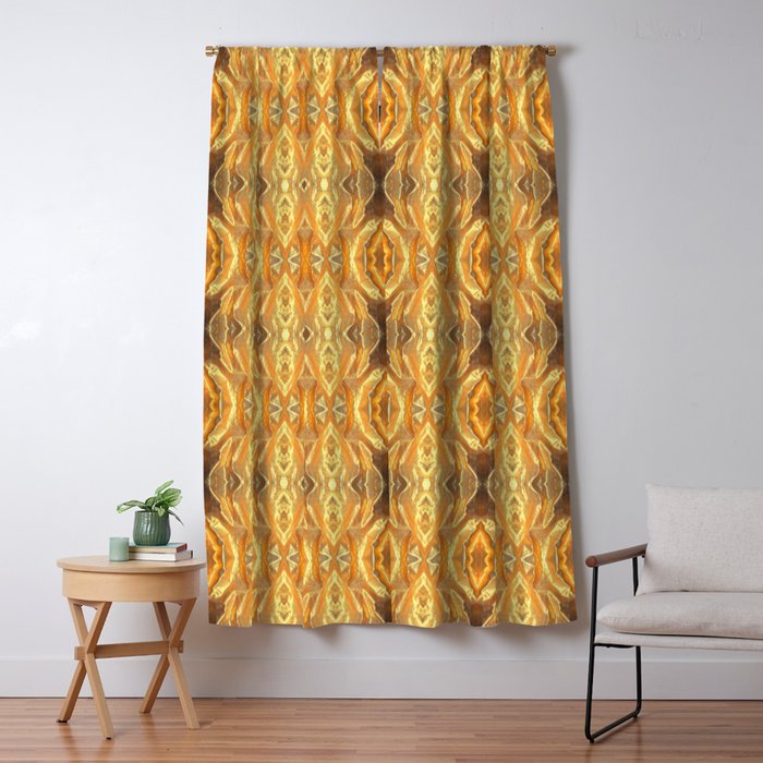 Elegant Gold Intricate Vintage Pattern Blackout Curtain By