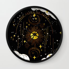 Per Ardua Ad Astra | Sun, Moon and Stars | Divine Witchy Aesthetic Print Wall Clock