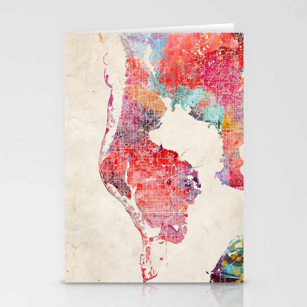 St. Petersburg map Florida painting 2 Stationery Cards