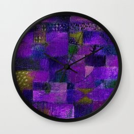 Terraced garden tropical floral Jacaranda lavender fields abstract landscape painting by Paul Klee Wall Clock