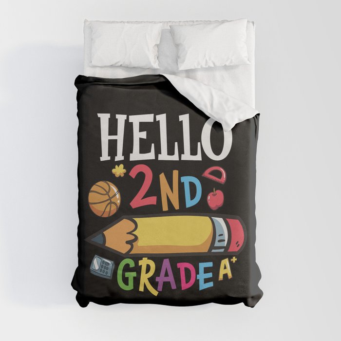 Hello 2nd Grade Back To School Duvet Cover