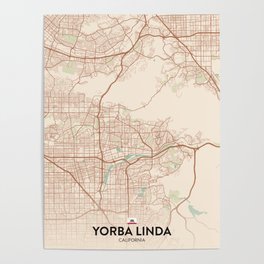 Yorba Linda, California, United States - Vintage City Map Poster