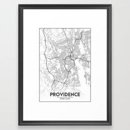 Minimal City Maps - Map Of Providence, Rhode Island, United States Framed Art Print | Street, Art, Poster, Inspirational, Black, Minimalistic, Map, Travel, Graphicdesign, Minimal 