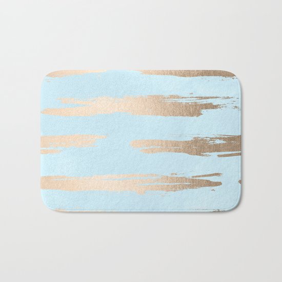 Abstract Paint Stripes Gold Tropical Ocean Sea Turquoise Bath Mat