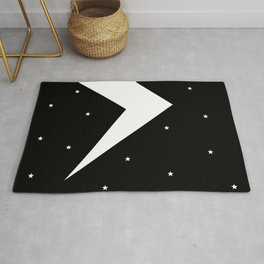 Lightning Bolt in Starry Night Sky  Rug | Minmalist, Space, Nature, Jolt, Jagged, Oil, Starrynightsky, Zigzag, Painting, Naive 