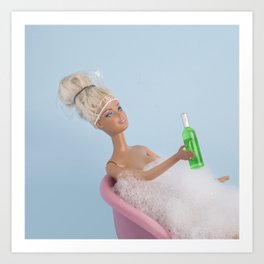Happy Birthday to ME Kunstdrucke | Plastic, Color, Bathtub, Doll, Digital, Curated, Wine, Alcohol, Foam, Bottle 