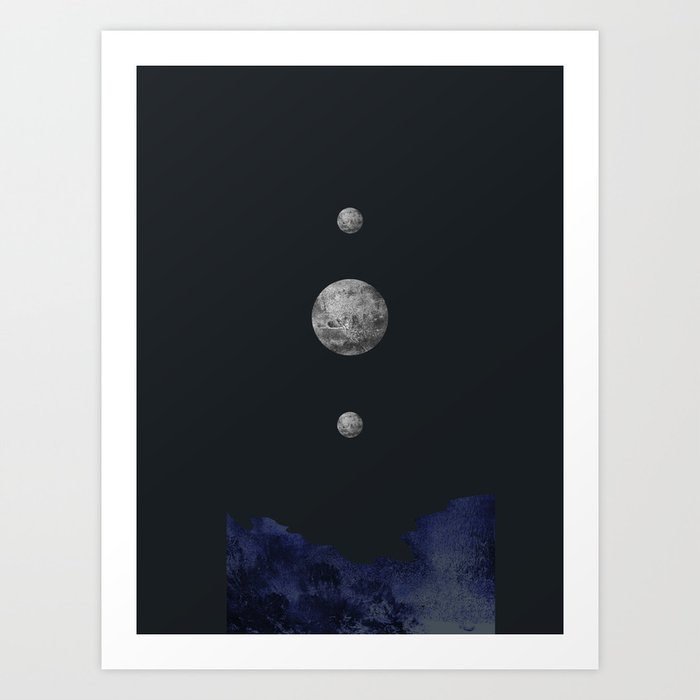 Abstract composition the moon is reflected in the sky Art Print
