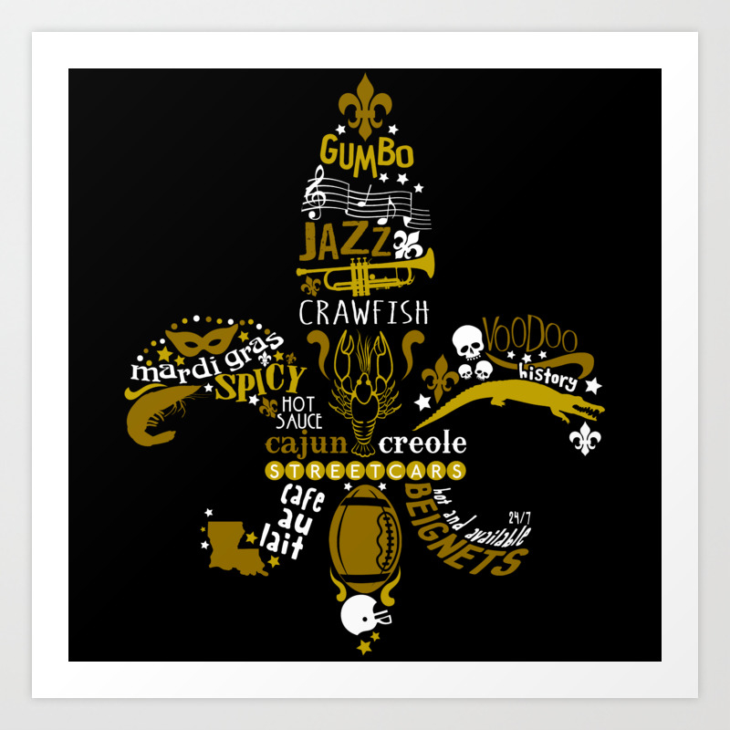 New Orleans Fleur De Lis Nola Love Art Print By Machmigo Society6