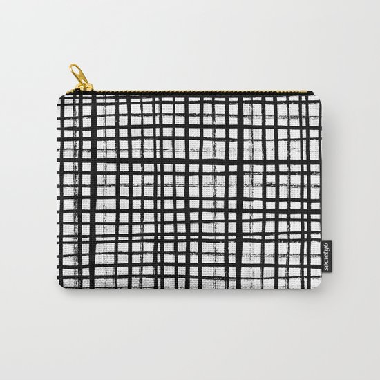 Essie - Grid, Black and White, BW, grid, square, paint, design, art Carry-All Pouch