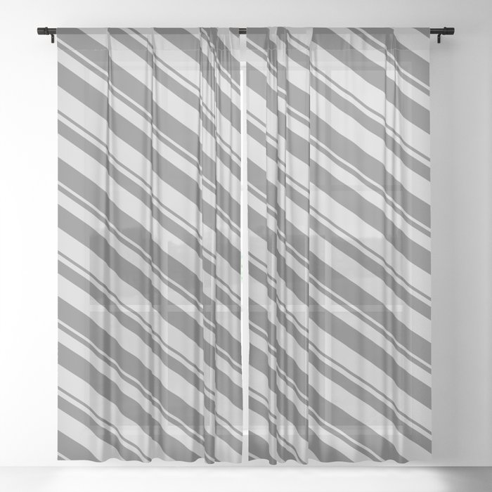 Dim Gray & Light Gray Colored Lines Pattern Sheer Curtain