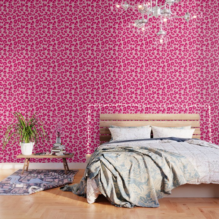 Leopard Print in Pastel Pink, Hot Pink and Wallpaper mm gladden Society6