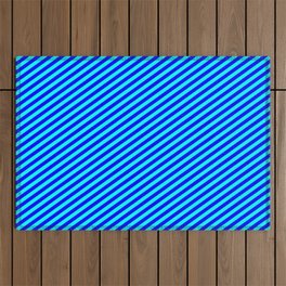 [ Thumbnail: Aqua & Blue Colored Pattern of Stripes Outdoor Rug ]