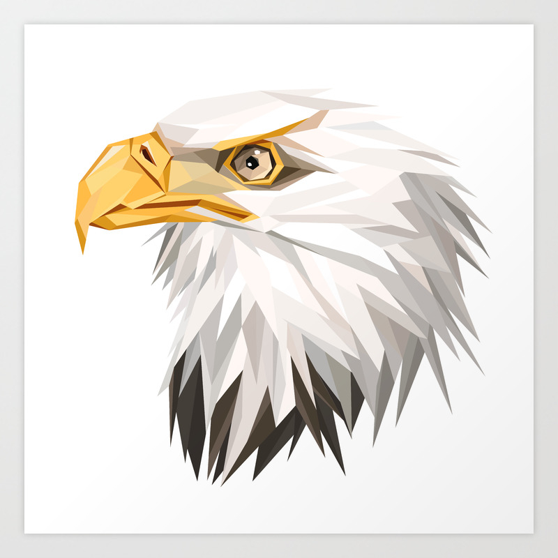 Triangular Geometric American Bald Eagle Head Art Print By
