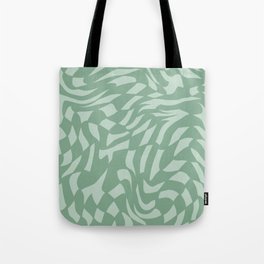 Minty sage green distorted groovy checks pattern Tote Bag