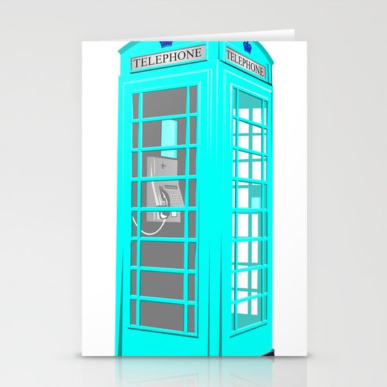 CYAN PHONE BOOTH Stationery Cards