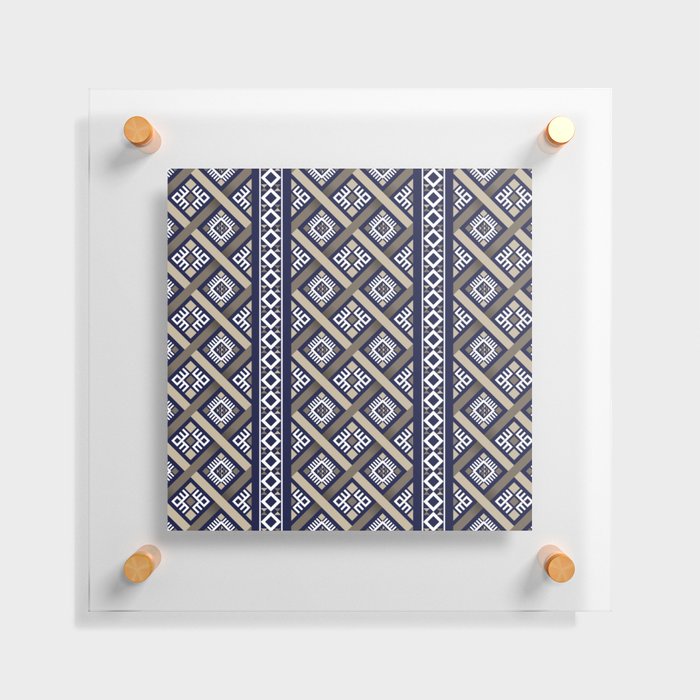 Ethnic Abstract Pattern - Gray Black Floating Acrylic Print
