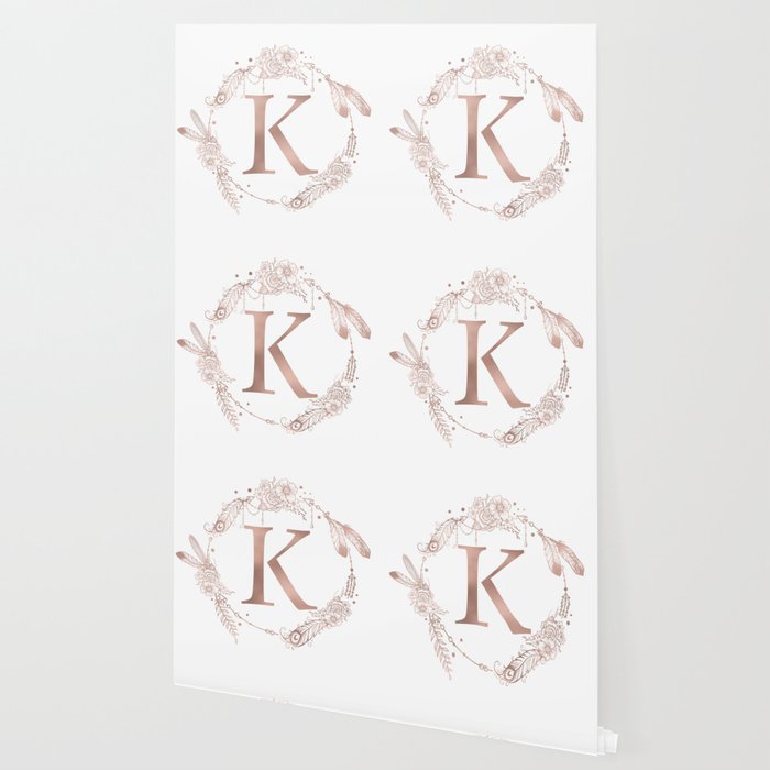 Letter K Rose Gold Pink Initial Monogram Wallpaper by Nature Magick |  Society6