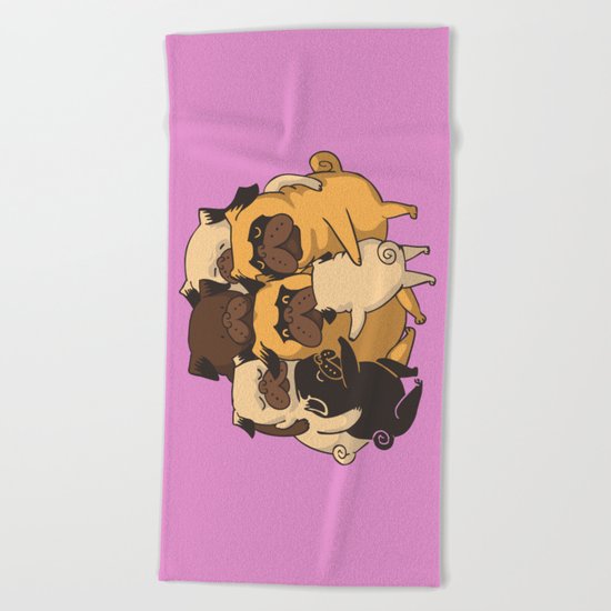 Pugs Group Hug Beach Towel