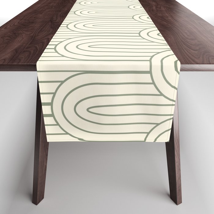 Art Deco Gold Cream & Silver Grey Pattern Table Runner