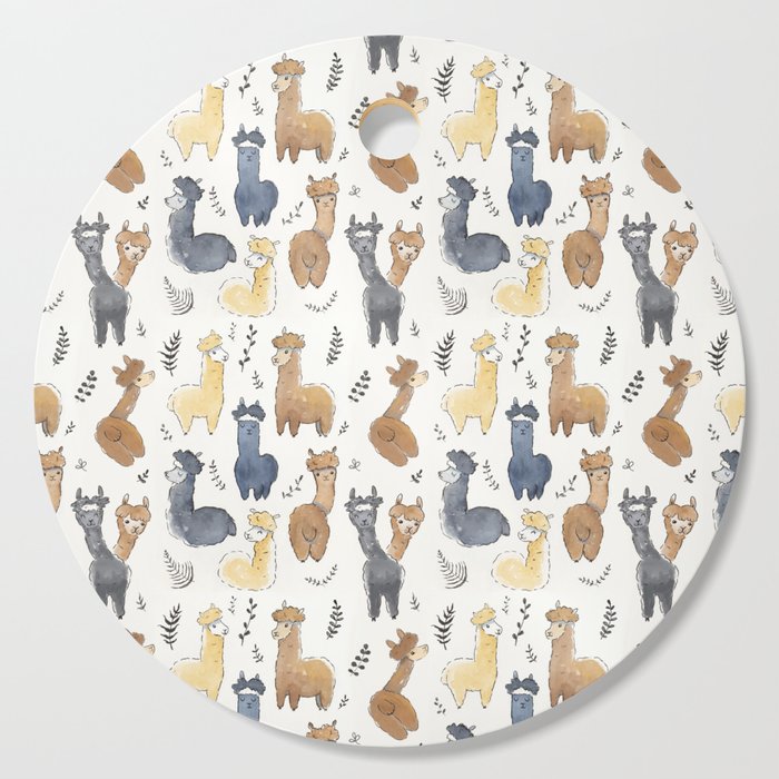 Cute Alpacas Illustration Pattern Cutting Board