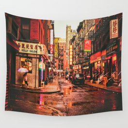 New York City Rain in Chinatown Wall Tapestry